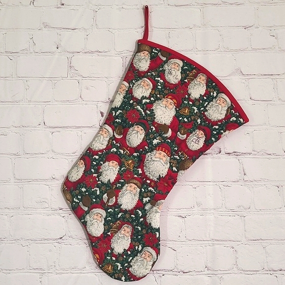 Vintage Handmade Woodland Old World Santa Claus St. Nicholas Christmas Stocking - Picture 4 of 13